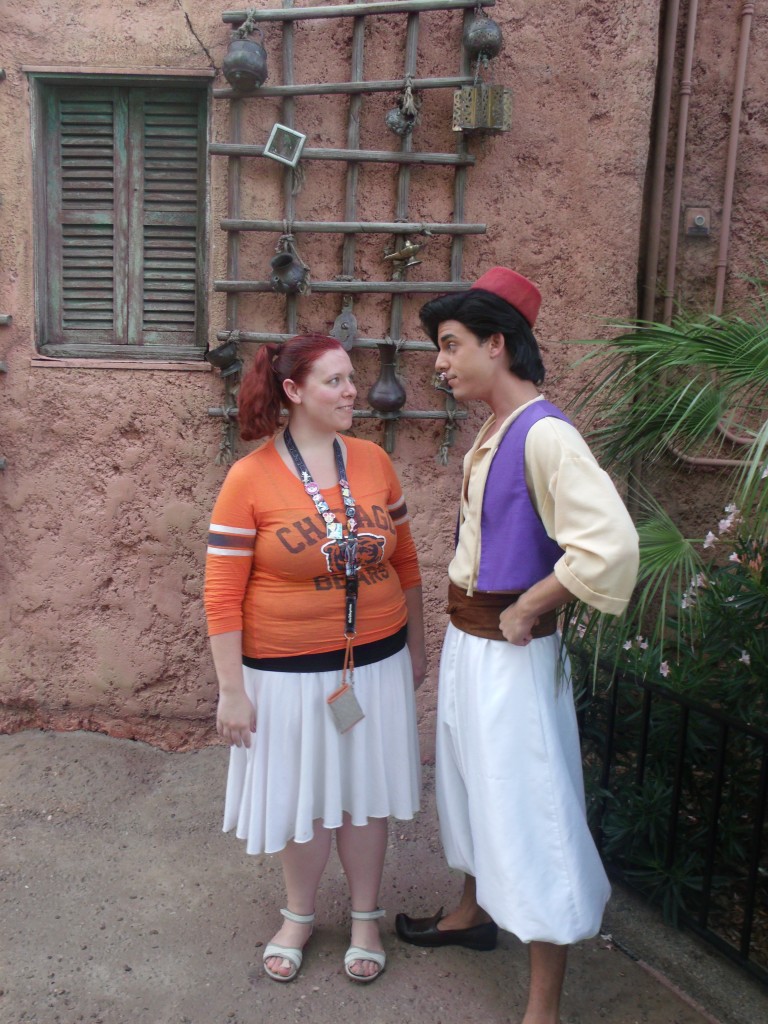 Talking to Aladdin at EPCOT in Morocco