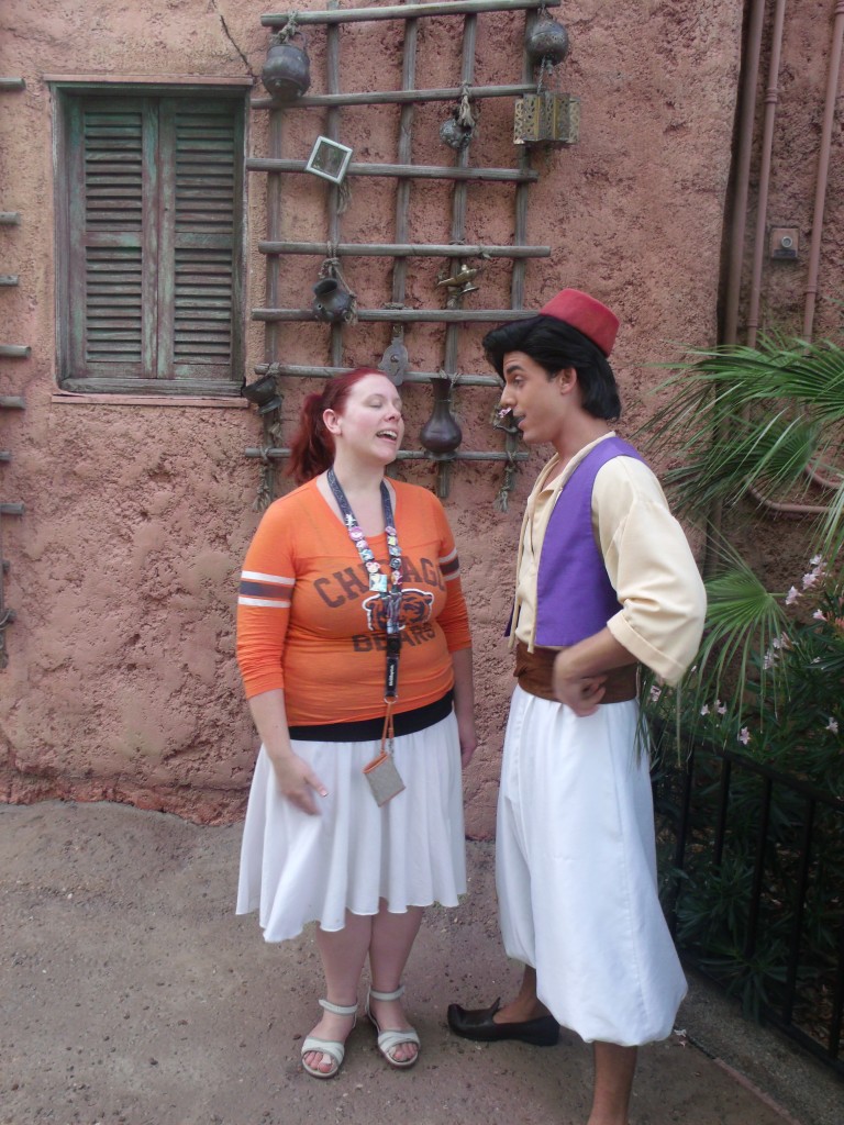 Talking to Aladdin at EPCOT in Morocco