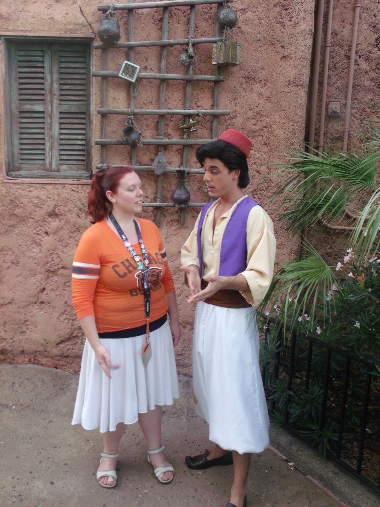 Talking to Aladdin at EPCOT in Morocco