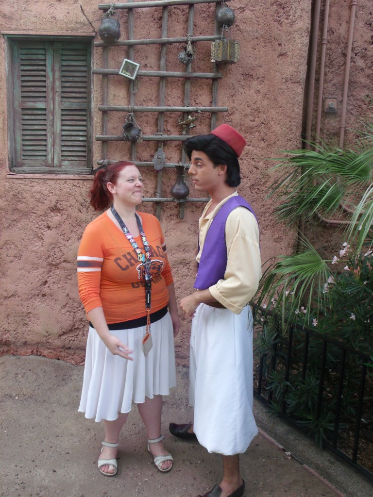 Talking to Aladdin at EPCOT in Morocco