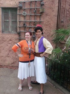 Talking to Aladdin at EPCOT in Morocco