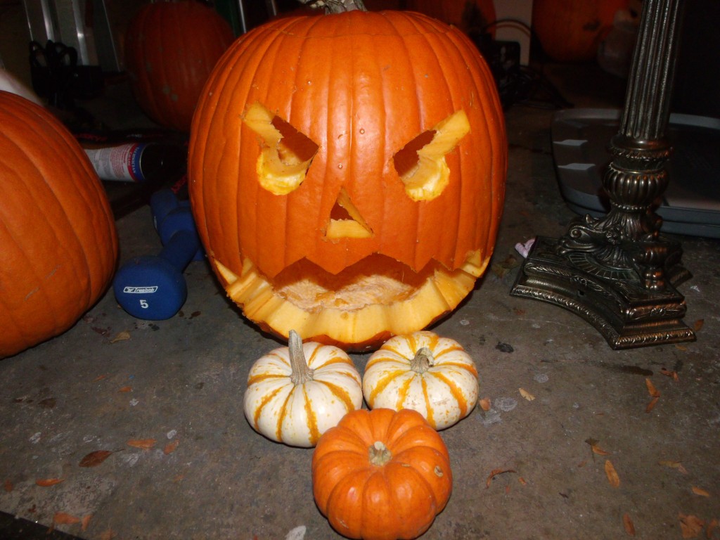 The fist carved pumpkin