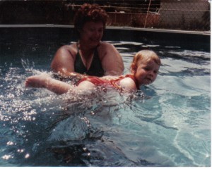 Baby Chrissy Swimming in pool with grandma