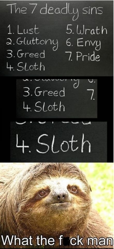 Sloth and seven deadly sins