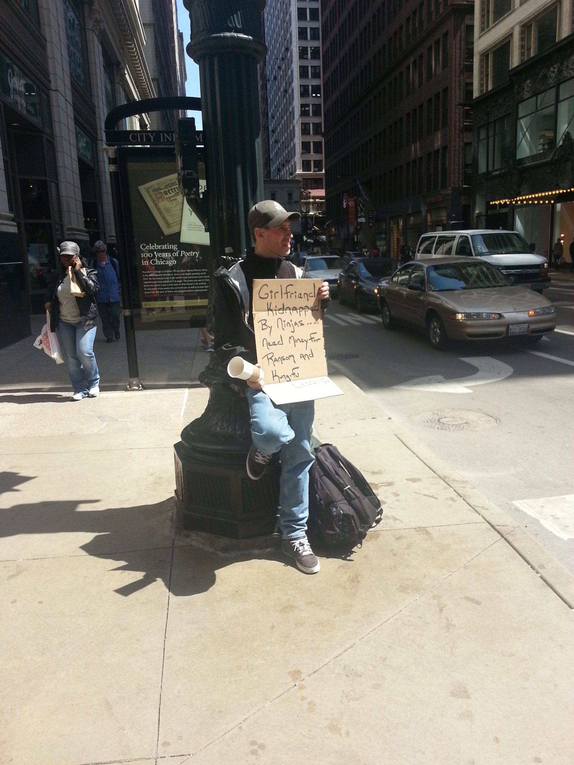 The best panhandling ever: girlfriend captured by ninjas need money for kung foo lessons