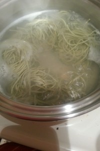 Basil Garlic Angel hair pasta nests