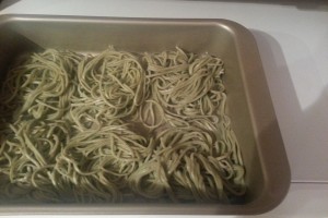 Basil Garlic Angel hair pasta nests