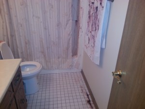 Make your bathroom look like a horror scene for Halloween with fake blood