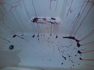 Shower massacre - Halloween scary decor for the bathroom is easy to clean!