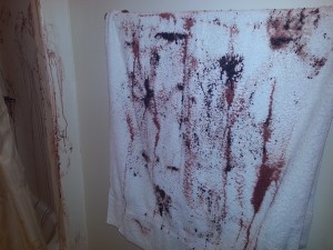 Bloody towel - Halloween scary bathroom decor