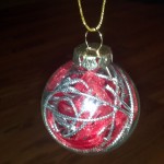 Red and Silver ribbon ornament