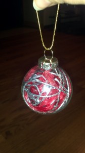Red and Silver ribbon ornament