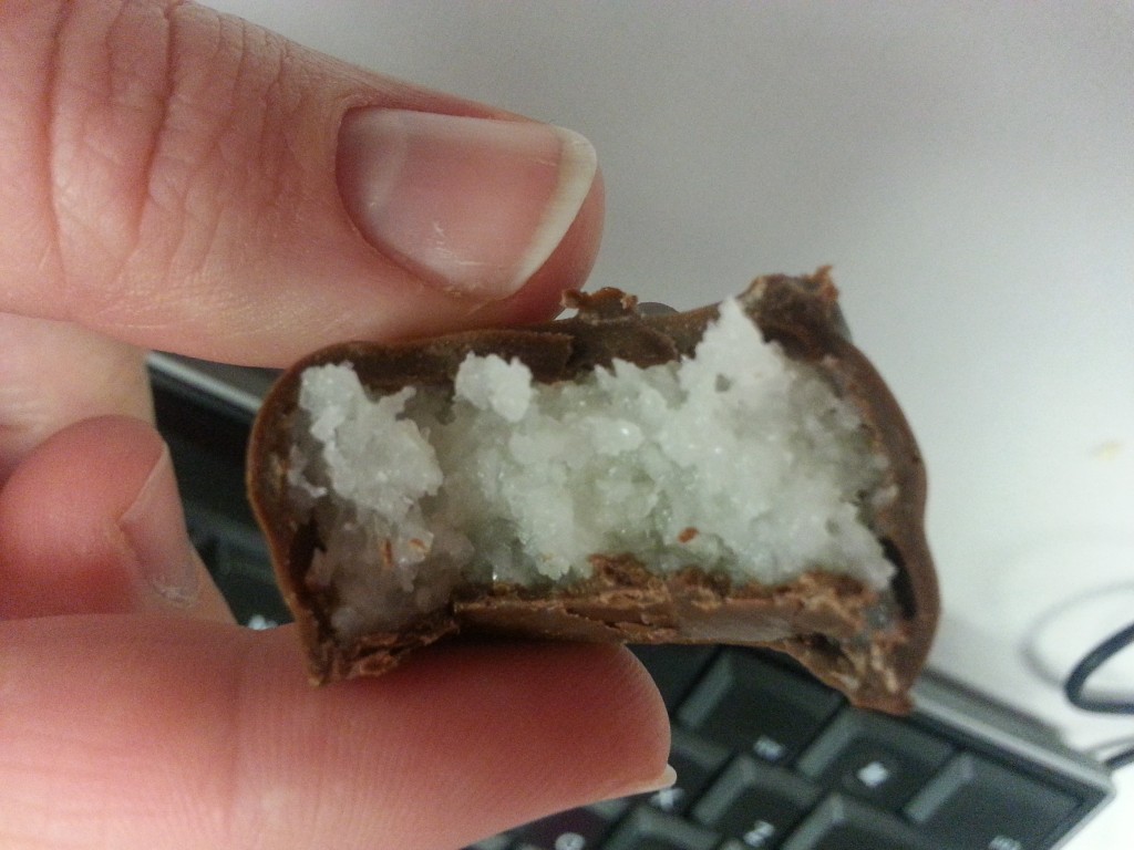It only took me three pieces of chocolate to find the coconut truffle!