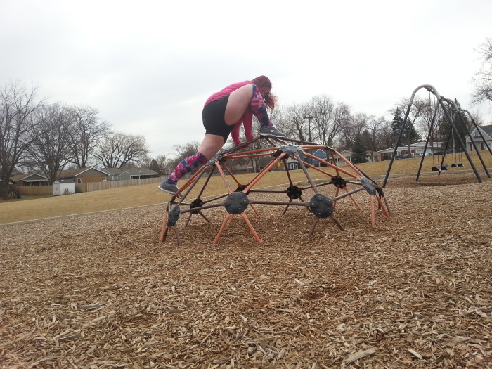 A couple months ago, I was practicing yoga on the very playground where I acted out The Leprechaun