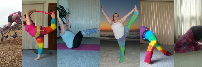 I love the colors and designs of Shining Shakti yoga pants and leg warmers. 