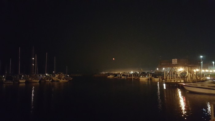 Red moon at the dock