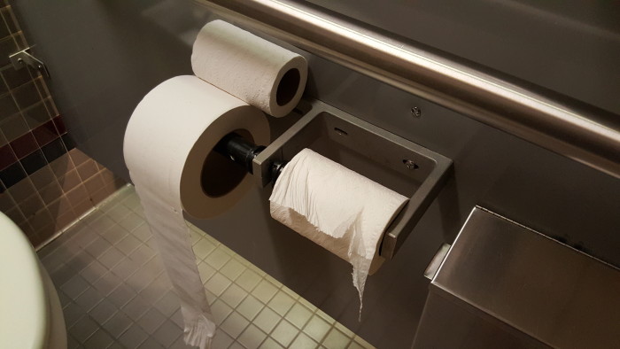 I didn't have any pictures of two good TP rolls with the "spare roll" but everyone knows this roll is the dangerous one.