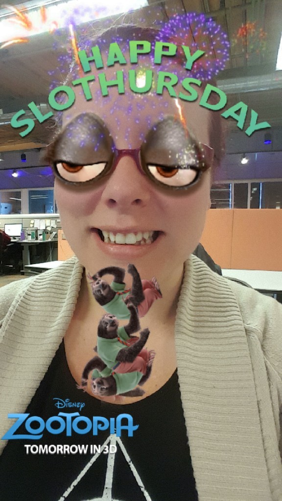 Zootopia Slothursday Snapchat filter