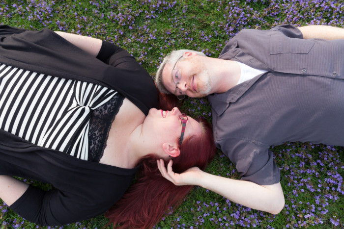 beautiful plus size engagement photos in a park