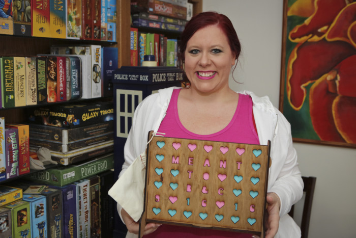 We received a personalized wedding gift of Connect Four with our wedding colors and hashtag