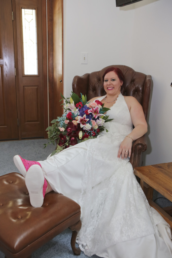 Taking a wedding photo in my grandfather's chair