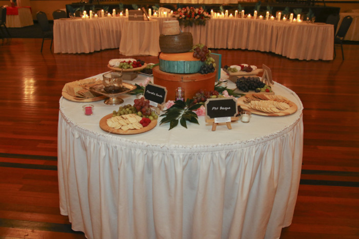 No cheese themed wedding is complete without wheels of cheese...