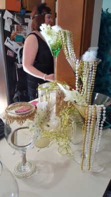 Bead and martini glass waterfall for a 20s themed bachelorette party