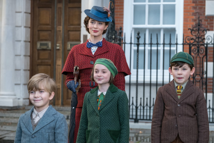 Emily Blunt is Mary Poppins, Joel Dawson is Georgie, Pixie Davies is Annabel and Nathanael Saleh is John in Disney’s MARY POPPINS RETURNS, a sequel to the 1964 MARY POPPINS, which takes audiences on an entirely new adventure with the practically perfect nanny and the Banks family.