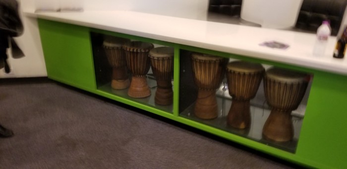 Djembe! drums in the Apollo Theater lobby