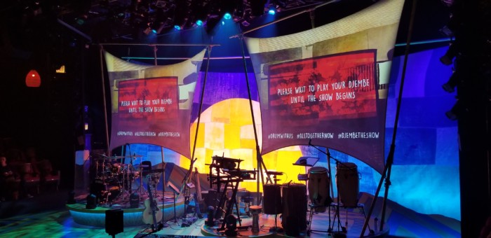 The empty Djembe! stage at the Apollo Theater