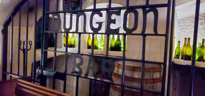 Kinnitty Castle Dungeon Bar cellar table