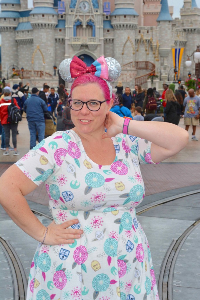 Chrissy wearing a Star Wars Dress in Magic Kingdom Chrissy wearing a Star Wars Dress in Magic Kingdom
