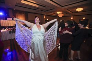 Wedding blooper photos: Bat dress