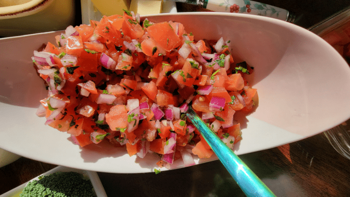 Pico de Gallo with Tomatoes, red onions, and cilantro