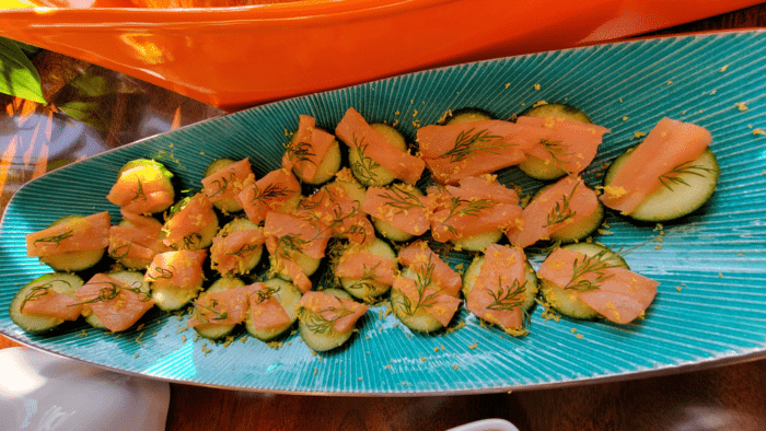 Gardyn Salmon and Cucumber Canapes with Lemon Zest and Dill